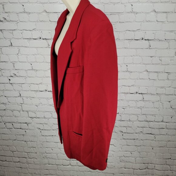 VTG Talbots Red 100% Worsted Wool Gold Button Blazer Jacket USA Made Size 16 - Picture 14 of 15